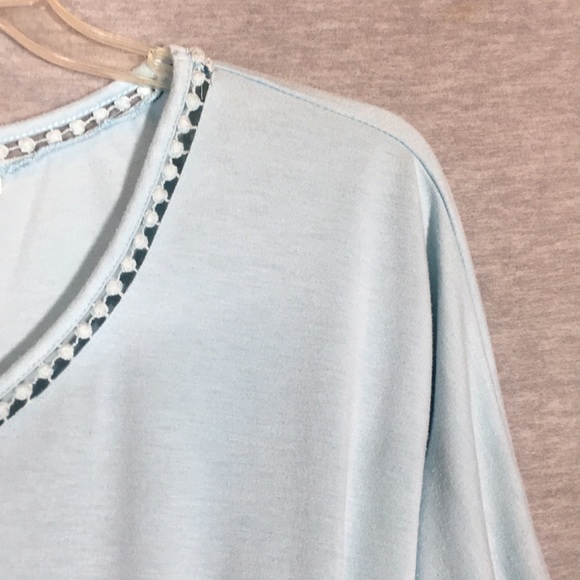 STUDIO Comfy Stretch Oversized Relaxed Fit Jersey Knit Tie Front Lacey Trim - Picture 5 of 16